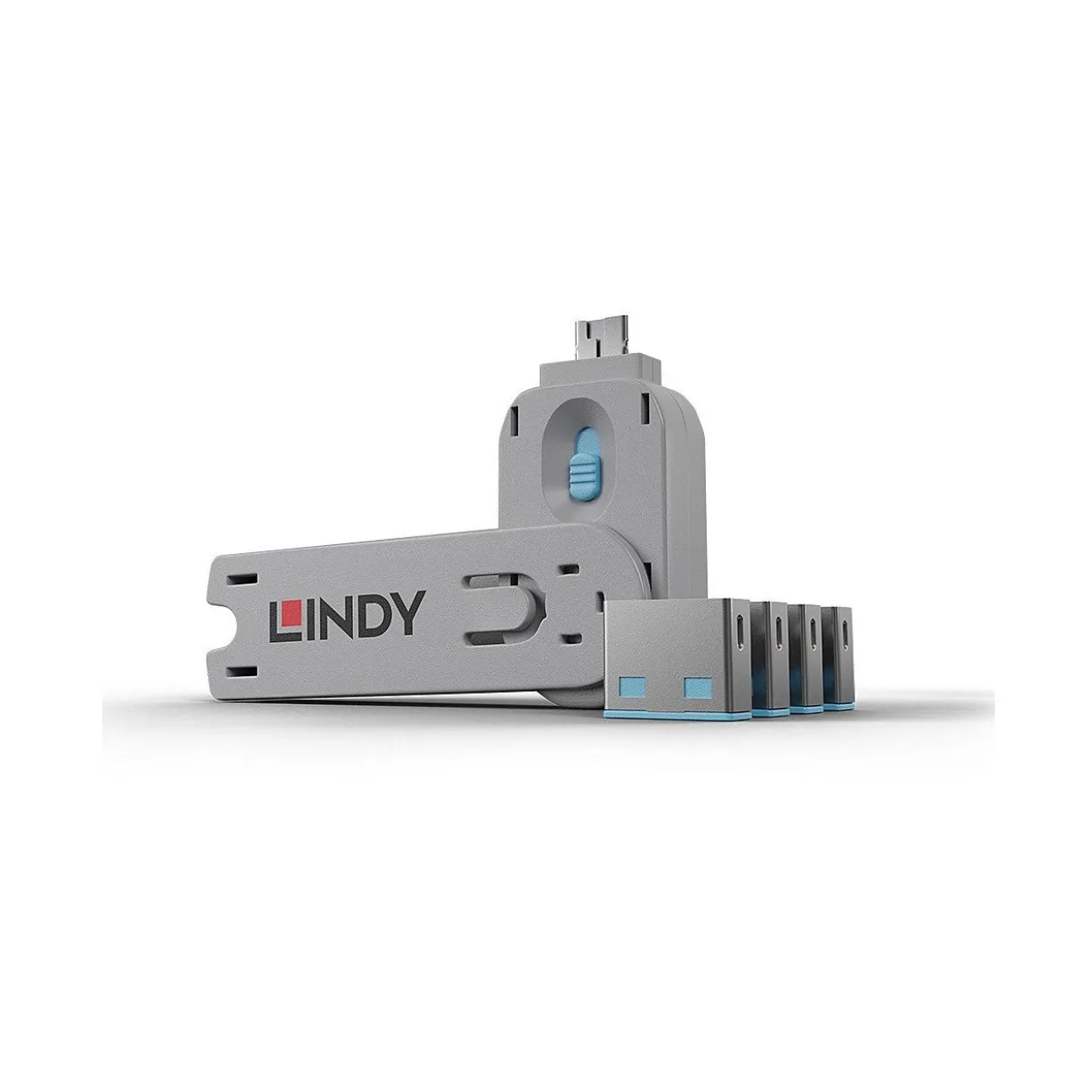 Lindy USB Port Schloss mit Schlüssel: Blau