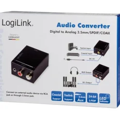 LogiLink Audio Konverter, Digital auf Analog, 3,5 mm/SPDIF/