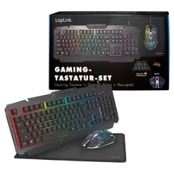Logilink Gaming-Set aus Tastatur, Maus und Mauspad