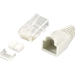 Logilink Modular Stecker Cat.6 RJ45 100 Stück ungeschirmt graue Tülle