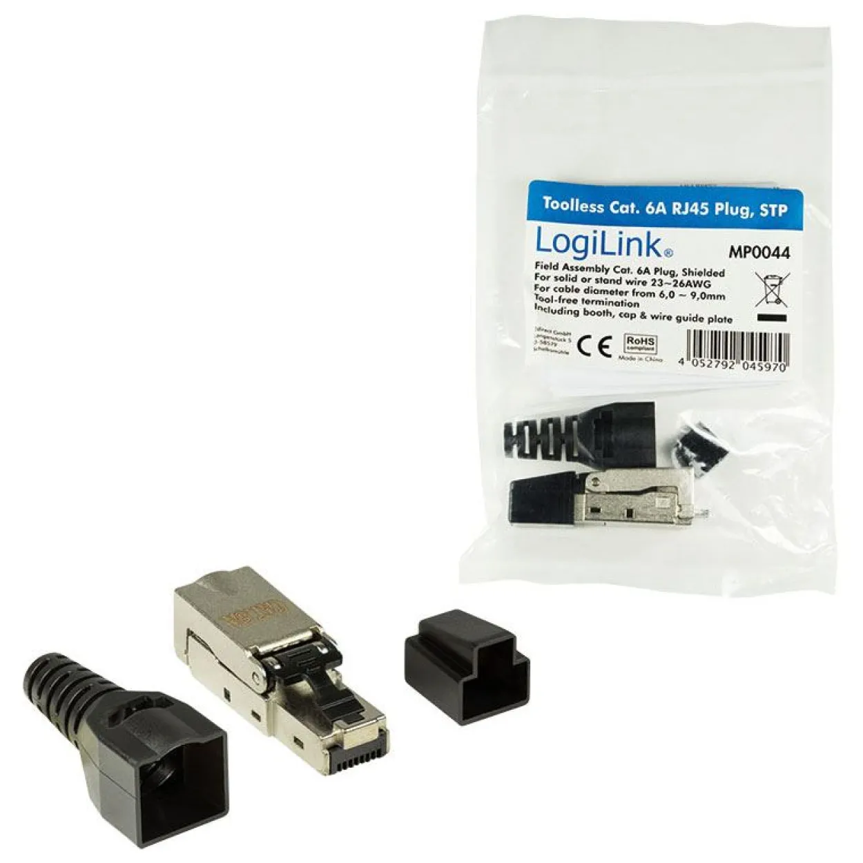 LogiLink RJ45-Steckverbinder Kat.6A, T568A, geschirmt