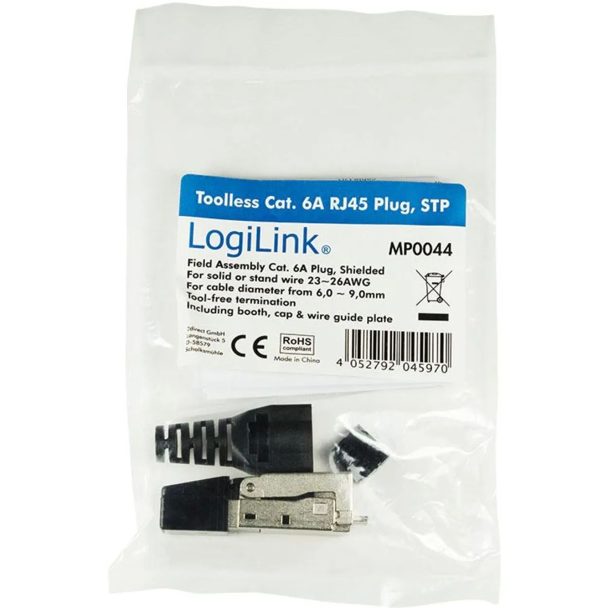 LogiLink RJ45-Steckverbinder Kat.6A, T568A, geschirmt
