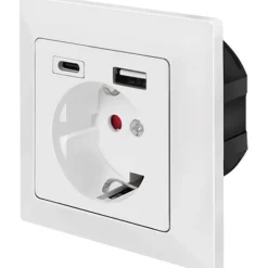 Logilink Unterputz-Steckdose, 1x CEE 7/3, 1x USB-A, 1x USB-C