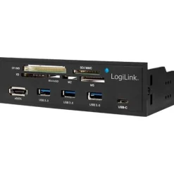 LogiLink USB HUB 3.0 mit 6-fach Kartenleser, schwarz
