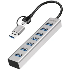 Logilink USB 3.0 HUB, 7-Ports, 7x USB-A, 5 Gbit/s, silber
