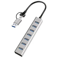 Logilink USB 3.0 HUB, 7-Ports, 7x USB-A, 5 Gbit/s, silber