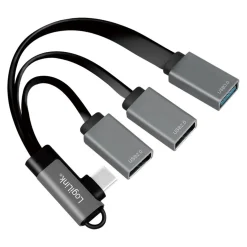 LogiLink USB HUB 3-Port,2xUSB2.0AF + 1xUSB3.0AF,gewink.Steck