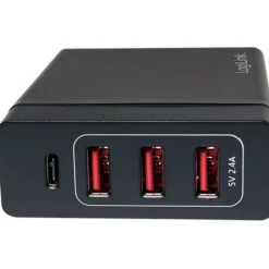 Logilink USB Tischladeadapter, LogiLink 3xUSB-A Port+1xUSB-C Port,60W