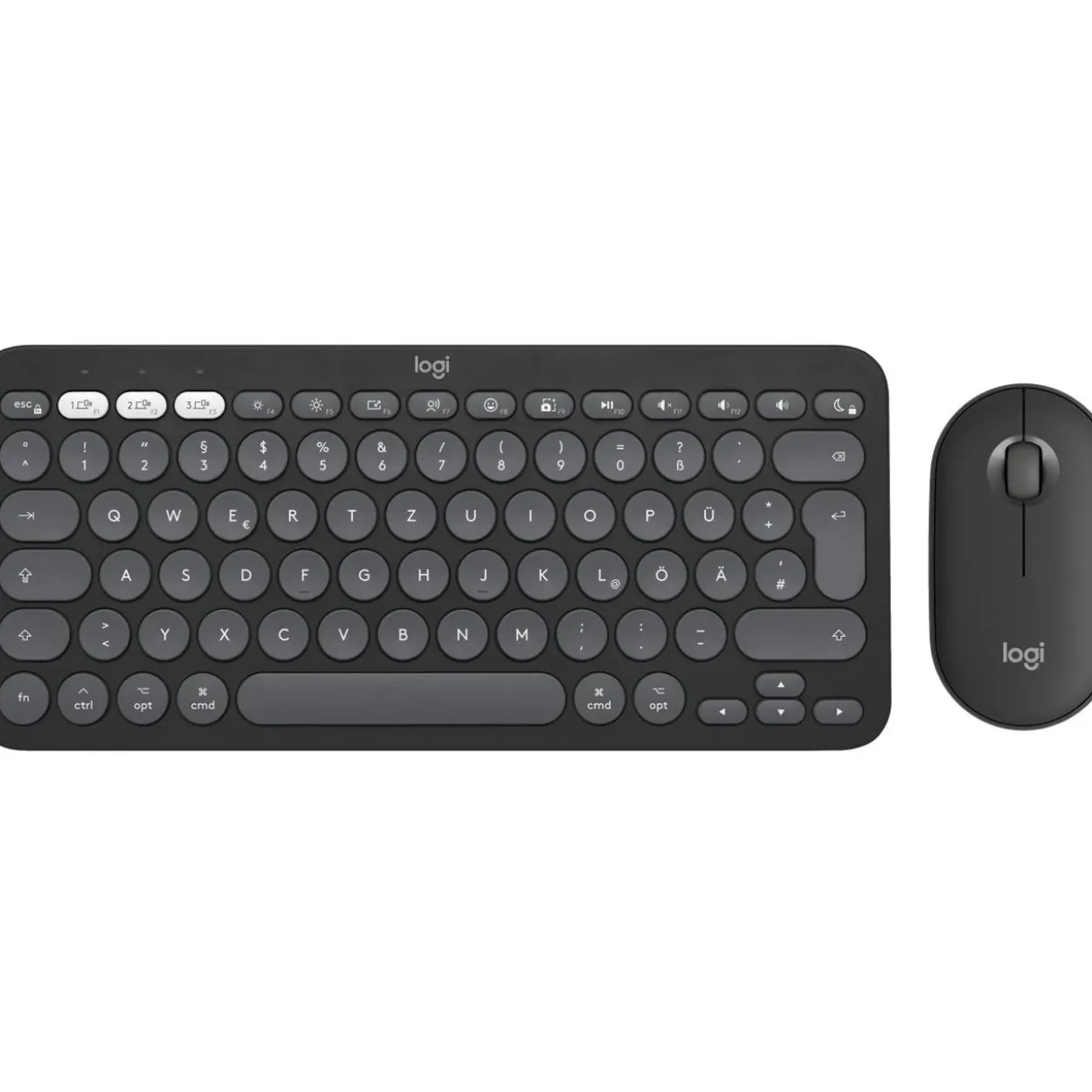 Logitech Pebble 2 Combo for Mac Deutsch USB und Bluetooth schwarz/grau