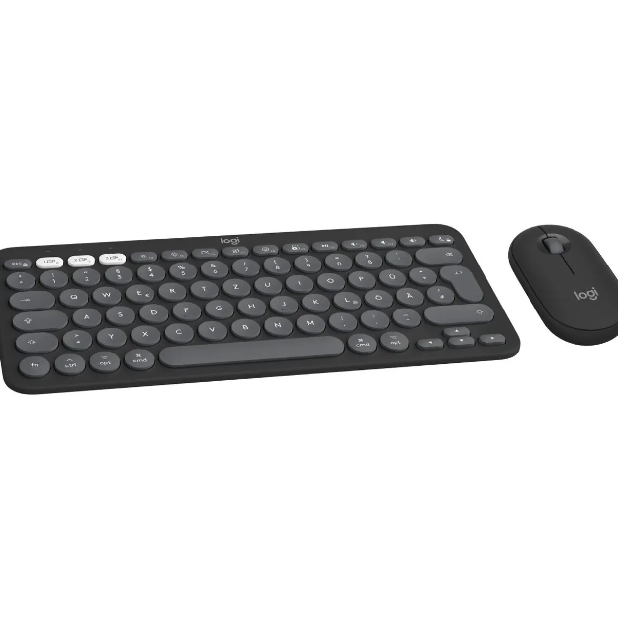 Logitech Pebble 2 Combo for Mac Deutsch USB und Bluetooth schwarz/grau