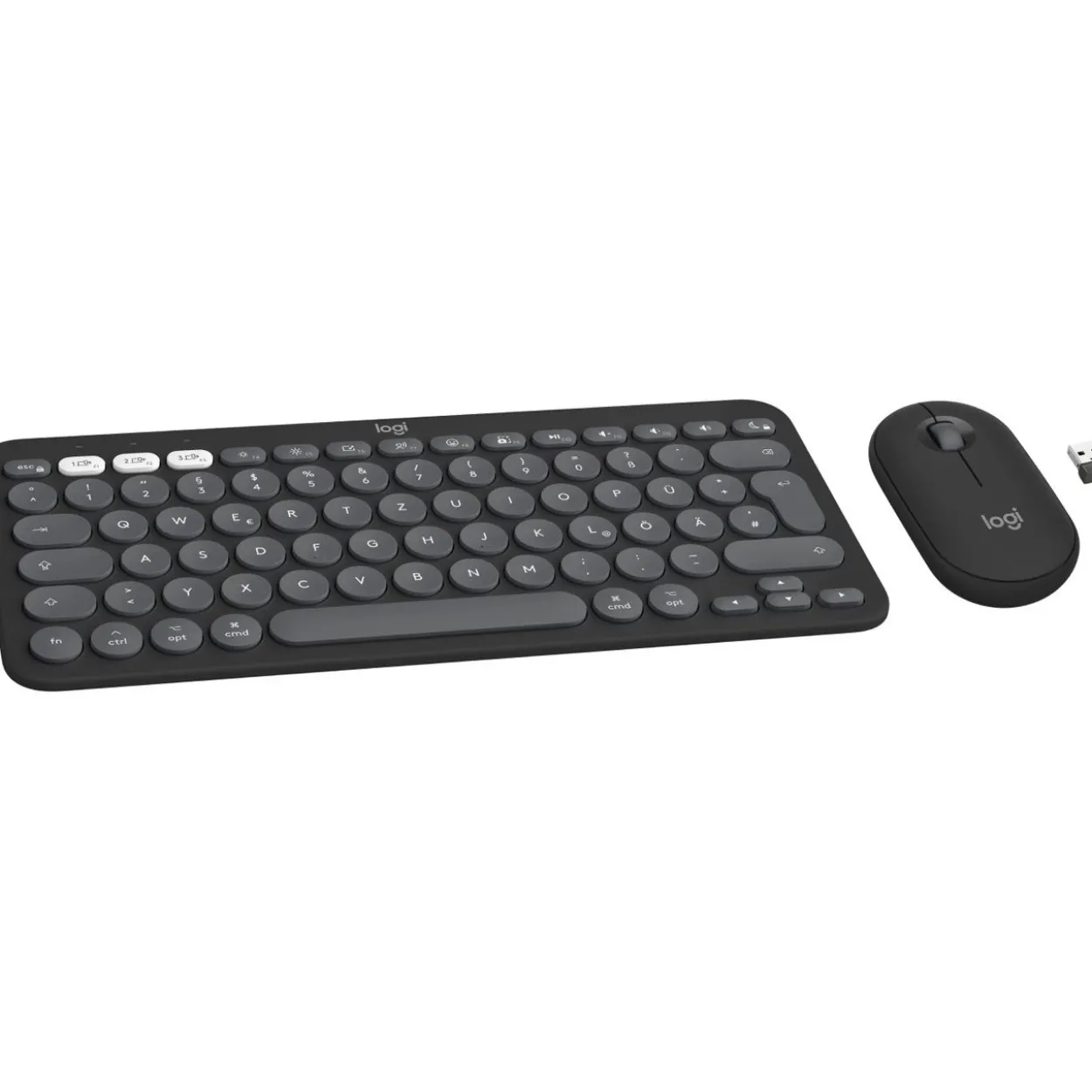 Logitech Pebble 2 Combo for Mac Deutsch USB und Bluetooth schwarz/grau