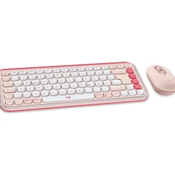 Logitech POP Icon Combo Deutsch USB und Bluetooth rose/weiß