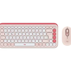 Logitech POP Icon Combo Deutsch USB und Bluetooth rose/weiß