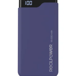 15.000 mAh Realpower Powerbank Type-C 15000 blau