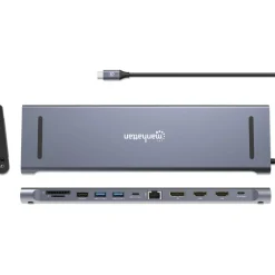 Manhattan Dockingstation 12-in-1 4K 1xHDMI 2xDP 3xUSB-A