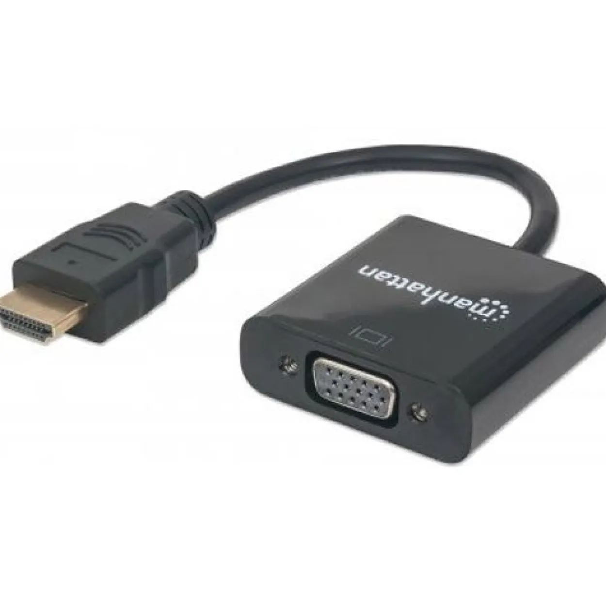 Manhattan HDMI Adapter HDMI-Stecker auf VGA 15pol Buchse + USB Micro-B Buchse Schwarz Polybag