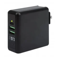 Manhattan 4-in-1 Reiseladegerät und induktive Powerbank 8.000 mAh, schwarz