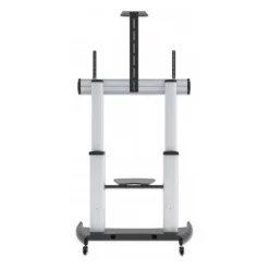 MANHATTAN Premium TV-Staender auf Rollen Traglast bis 100kg 60Z bis 100Z neigbar hoehenverstellbar 2 Fachboeden silber/schwarz