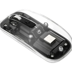 MANHATTAN Transparente Wiederaufladbare Kabellose Maus LED-Beleuchtung USB-A-Mikroempfänger Links-/Rechtshänder durchsichtig/schwarz