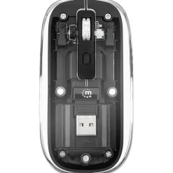 MANHATTAN Transparente Wiederaufladbare Kabellose Maus LED-Beleuchtung USB-A-Mikroempfänger Links-/Rechtshänder durchsichtig/schwarz