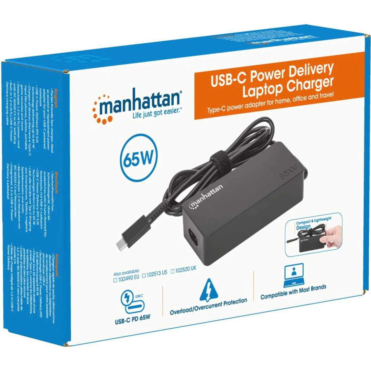 Manhattan USB-C Power Delivery Laptop-Netzteil 65 W schwarz