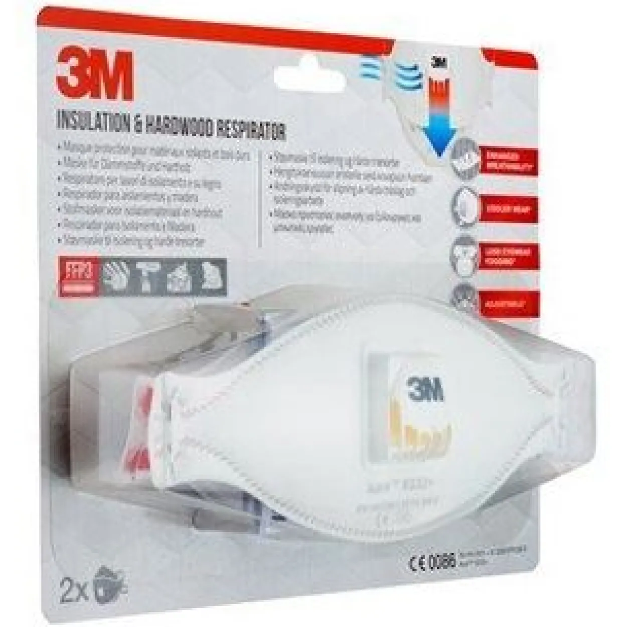 3M Atemschutzmasken AuraÖ Comfort Cool FlowÖ 9332+ FFP3 NR D DIN EN 149:2001, A1:2009, 2 St.