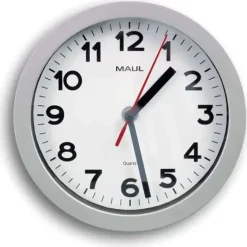 MAUL Wanduhr step weiß silber Kunststoff, Ø 20,0 cm