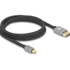2.00m Delock Mini DisplayPort zu DisplayPort Kabel 8K 60 Hz grau Metall ohne Einrastfunktion