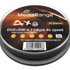 MediaRange DVD+RW 4.7GB 120min 4x wiederbeschreibbar, 10er Cakebox