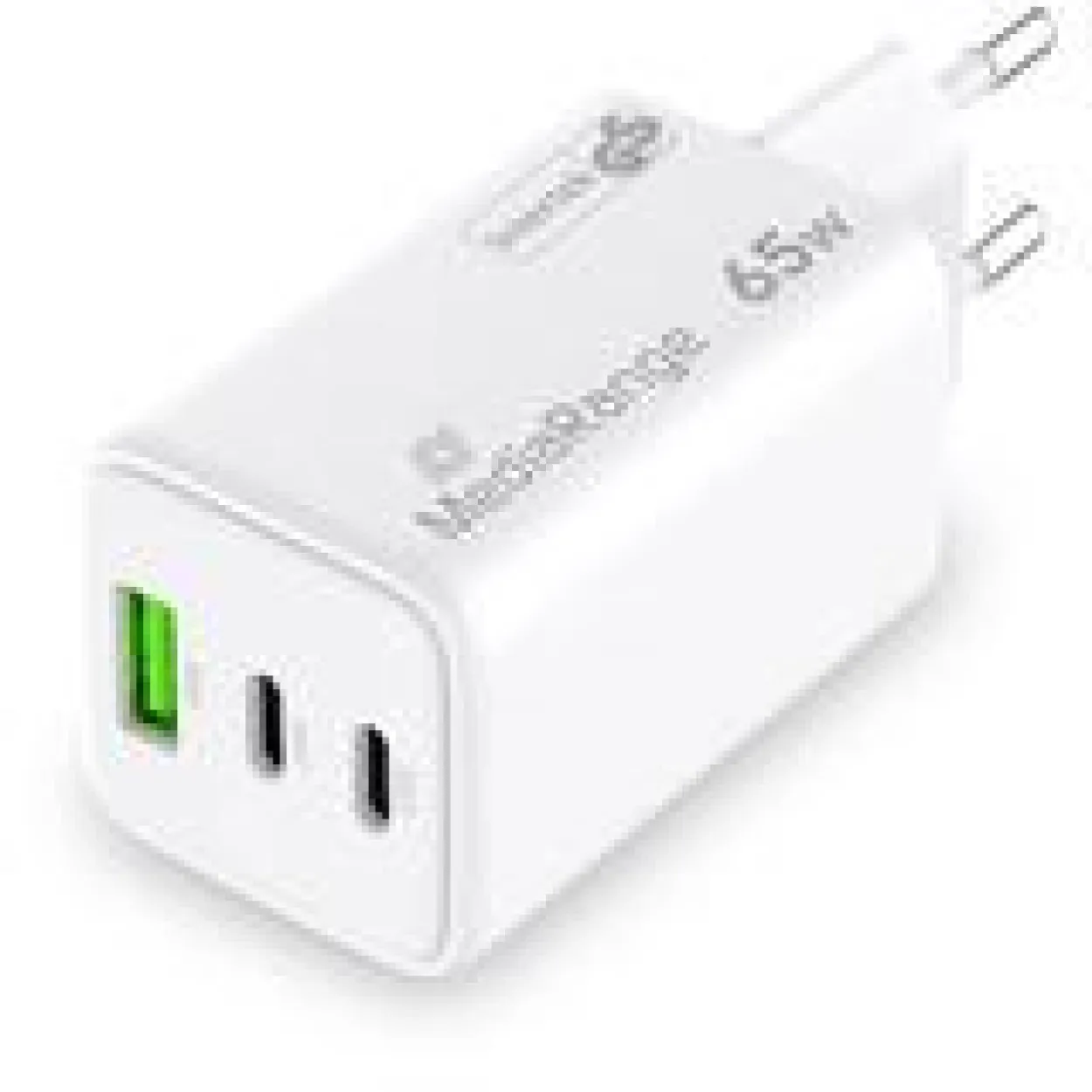 MediaRange Ladegerät 65W 3-Port 1x USB-A/2x USB-C GaN, weiß