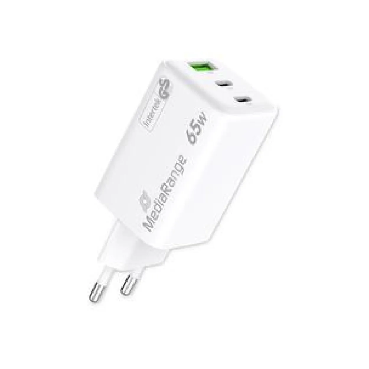 MediaRange Ladegerät 65W 3-Port 1x USB-A/2x USB-C GaN, weiß
