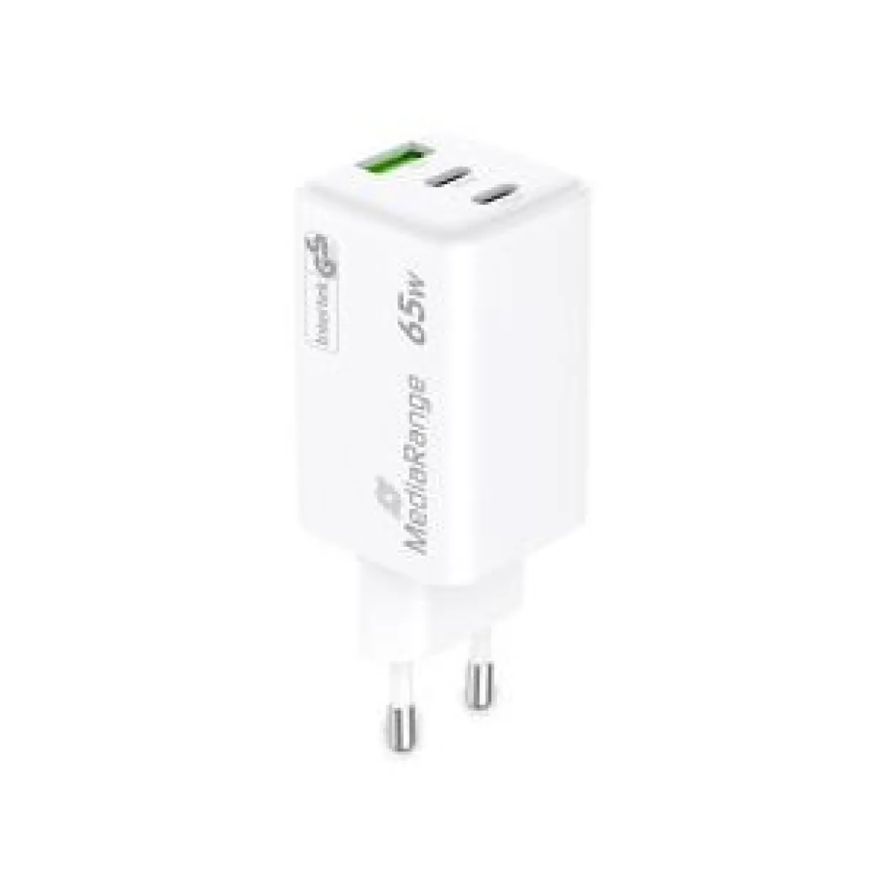 MediaRange Ladegerät 65W 3-Port 1x USB-A/2x USB-C GaN, weiß