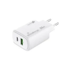 MediaRange Ladegerät 25W 2-Port 1x USB-A/1x USB-C GaN, weiß