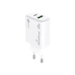 MediaRange Ladegerät 25W 2-Port 1x USB-A/1x USB-C GaN, weiß
