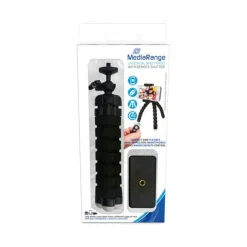 MediaRange Mini-Stativ m. flexiblem Gestell Fernauslöser, sw