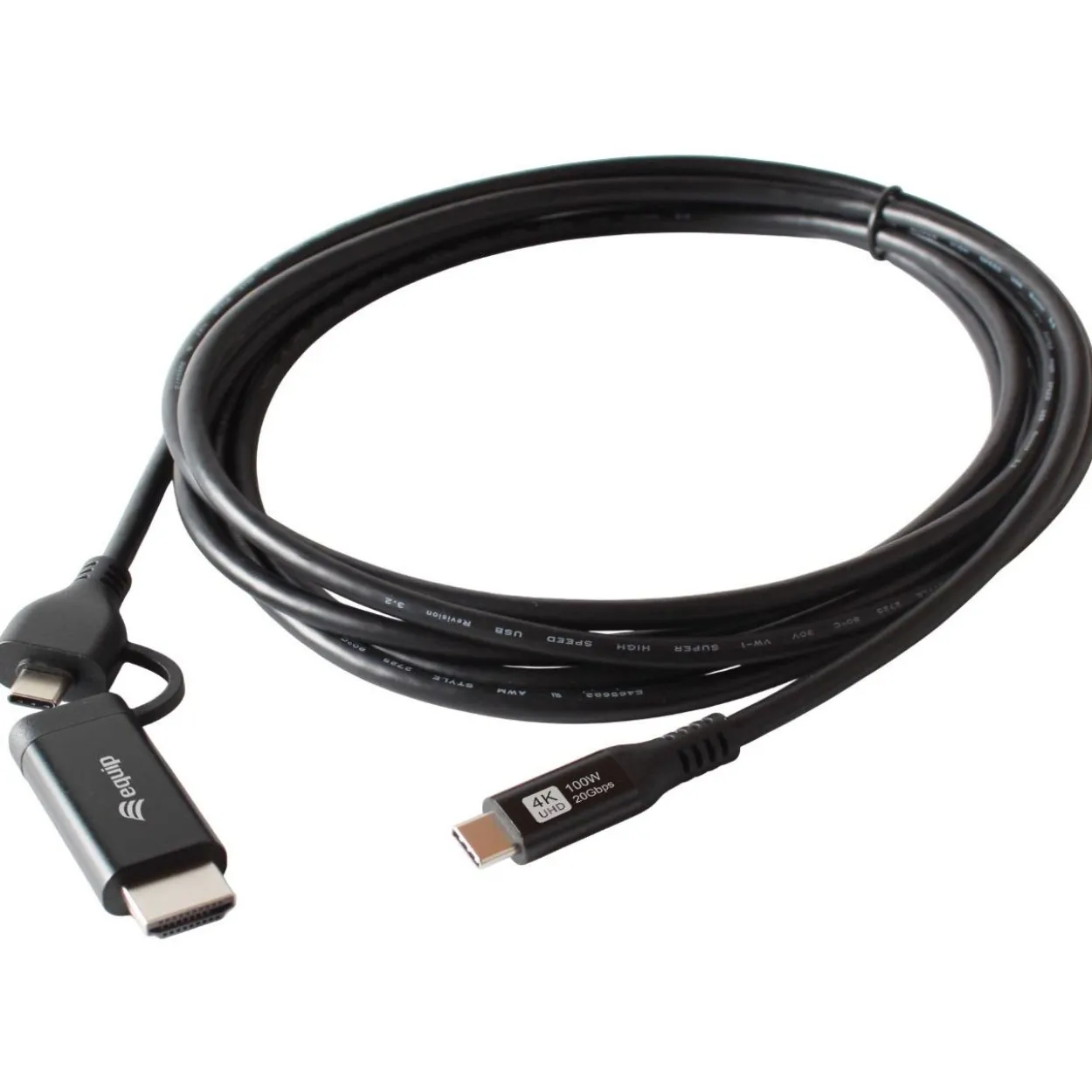 2.00m Equip Adapter USB-C->USB-C+HDMI PD100W 4K/ 60Hz Alu.