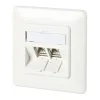 Metz Connect BTR Datendose C6Amodul, Cat 6A (ISO), 180°, 2-fach, Unterputz, reinweiß RAL 9010
