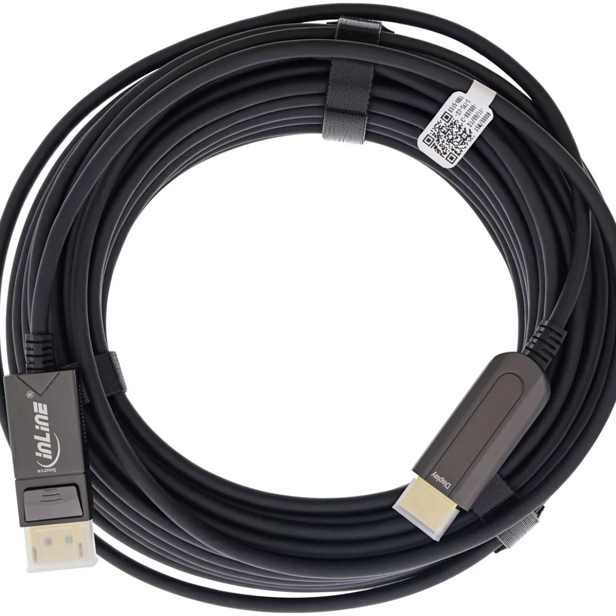15.00m InLine DisplayPort zu HDMI AOC Konverter Kabel, 4K/60Hz, schwarz