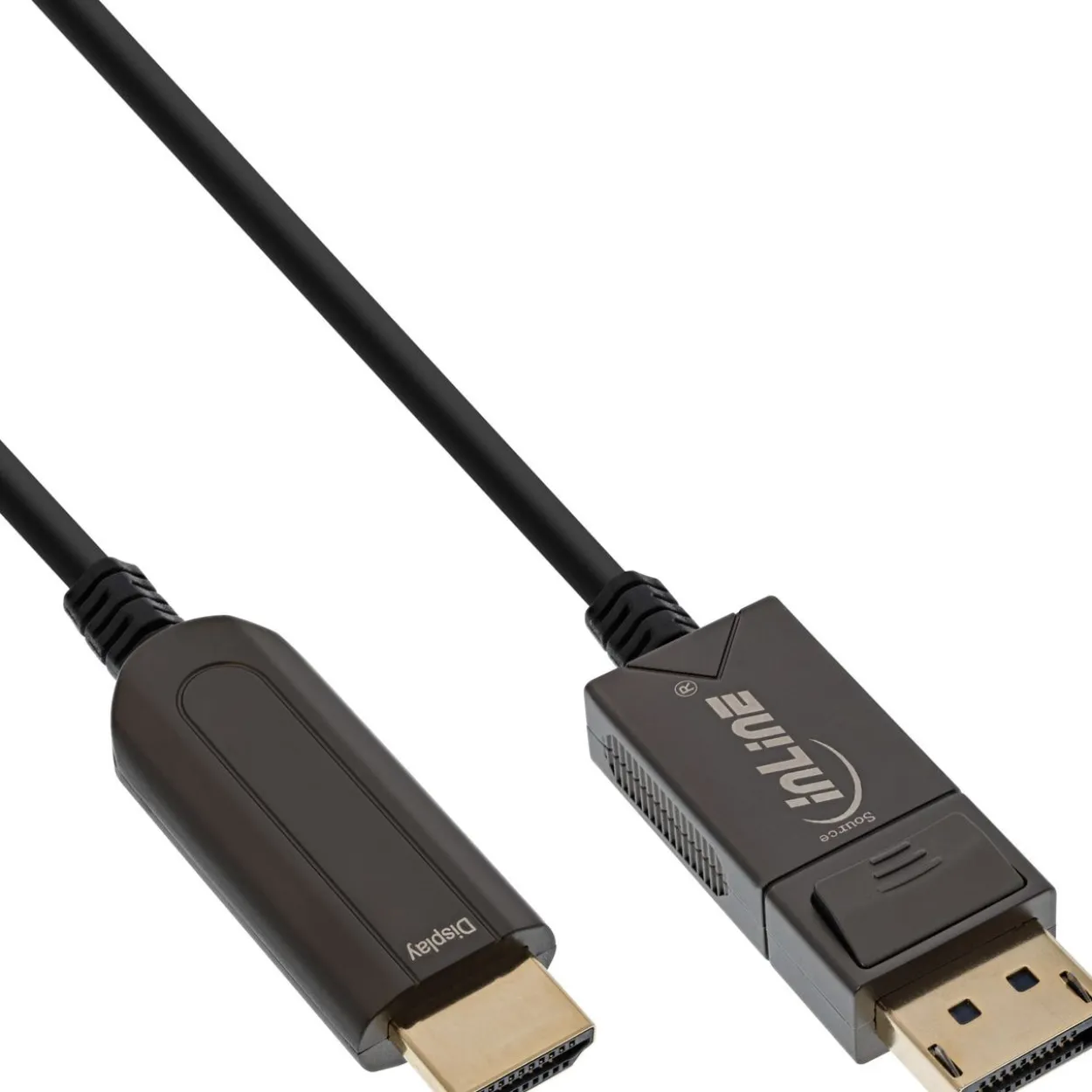 15.00m InLine DisplayPort zu HDMI AOC Konverter Kabel, 4K/60Hz, schwarz