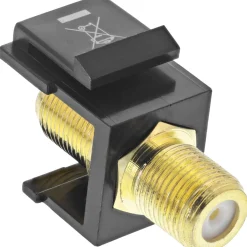 () 0.00m InLine Einbauadapter Keystone F Buchse auf F Buchse Schwarz/Gold