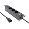 2.00m InLine 10" Steckdosenleiste, 3-fach Schutzkontakt, C14 Anschluss, ohne Schalter, schwarz
