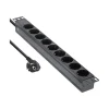 2.00m InLine 19" Steckdosenleiste, 9-fach Schutzkontakt, ohne Schalter, schwarz