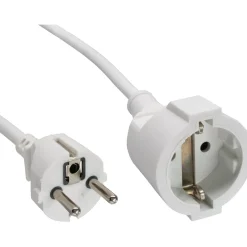 1.00m InLine Strom-Verlängerung Schutzkontakt Stecker / Buchse, weiss