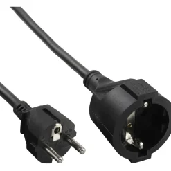 1.00m InLine Strom-Verlängerung Schutzkontakt Stecker / Buchse, schwarz