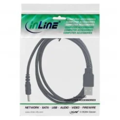 1.00m InLine USB DC Stromadapterkabel, USB A Stecker zu DC 5,5x2,10mm Hohlstecker, schwarz