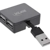 0.04m InLine USB 2.0 Hub, 4 Port, Quadrat, Kabel , Kunststoff