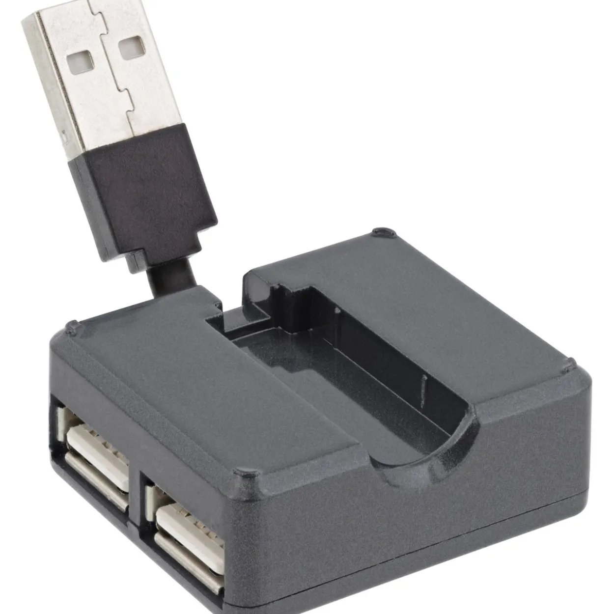 0.04m InLine USB 2.0 Hub, 4 Port, Quadrat, Kabel , Kunststoff