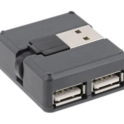 0.04m InLine USB 2.0 Hub, 4 Port, Quadrat, Kabel , Kunststoff