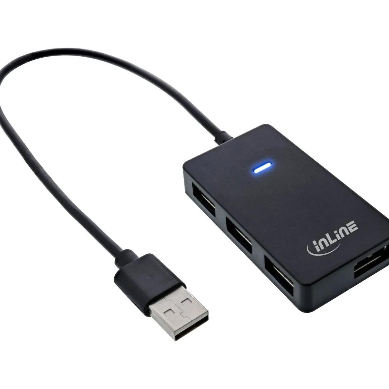 0.30m InLine USB 2.0 Hub, 4 Port, schwarz, Kabel