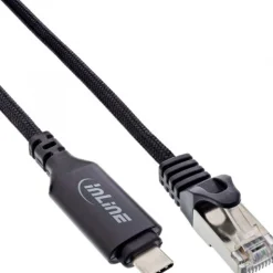 2.00m InLine USB 3.2 Netzwerkadapter Kabel, Gigabit, USB-C zu RJ45 Stecker